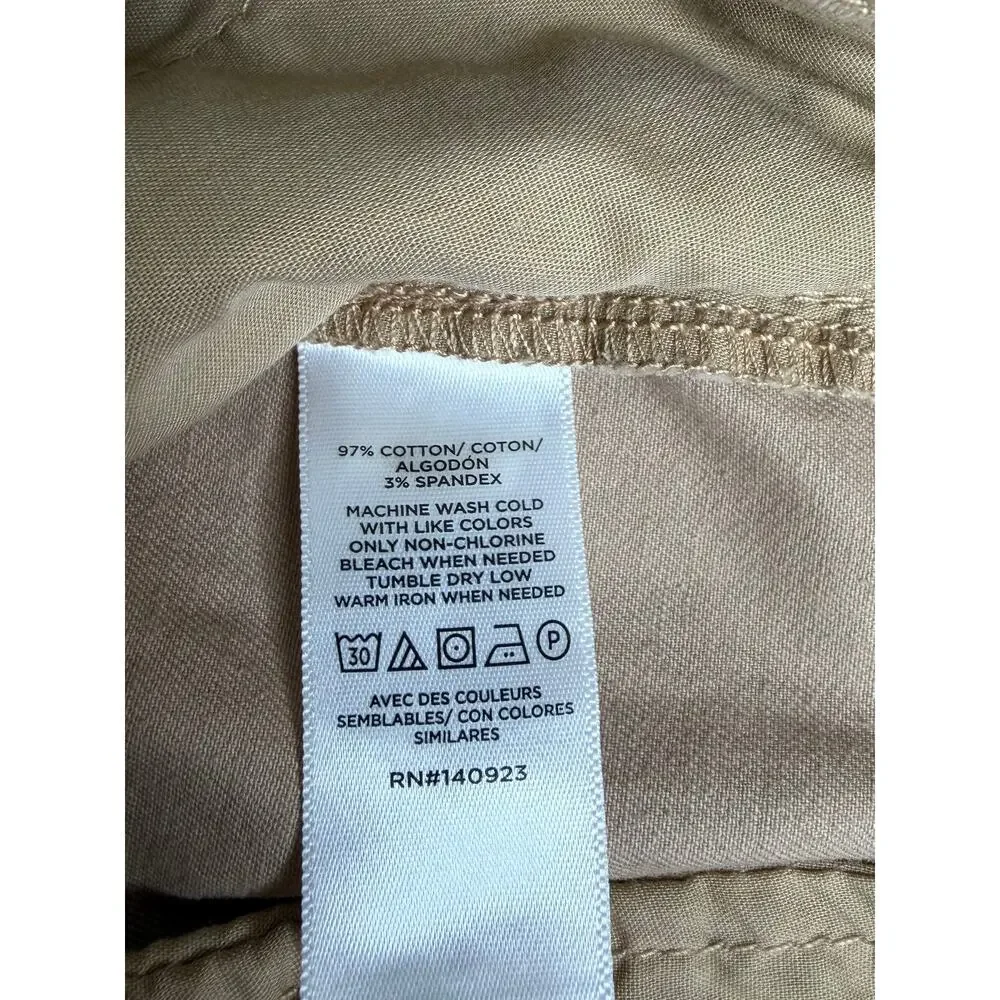 LOFT The Monroe Slim Pants Sz 4 Khaki Tan Mid Rise Stretch Ankle Preppy Classic